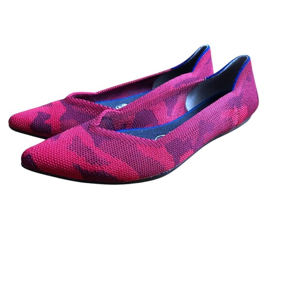 Rothys Red Camo The Point Flats Shoes Womens 6.5 Rare Pointed Ballet Camouflage - Picture 1 of 7